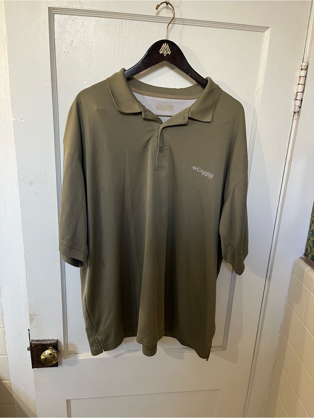 Columbia Men’s 2XL Utilizer Polo Shirt Olive Stone Green Omni-Shade UPF 30 EUC